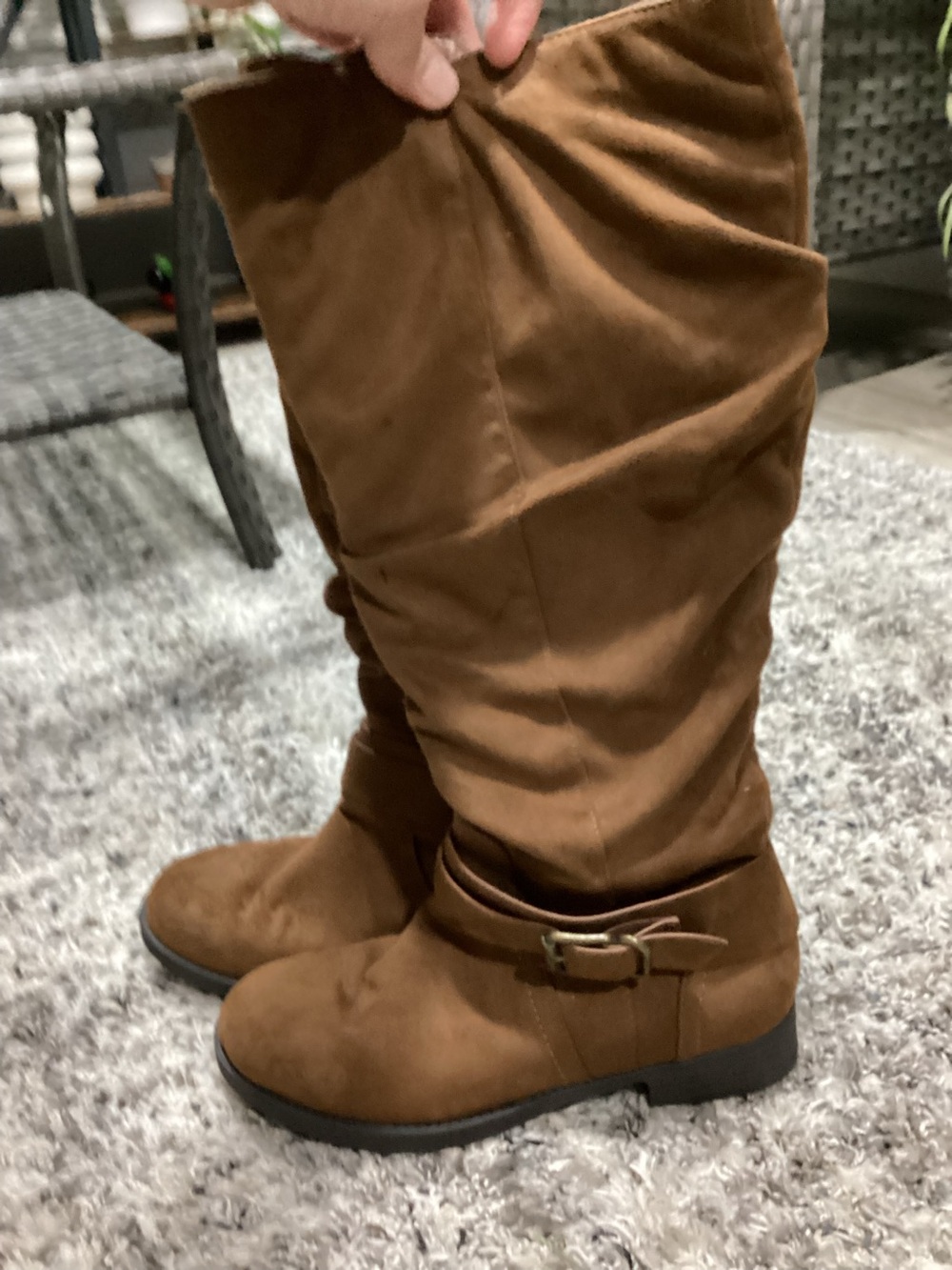 Women’s Knee-High Slouch Boot in Brown - Casual Pull-On Style